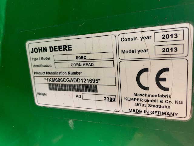 John Deere 606c adapter